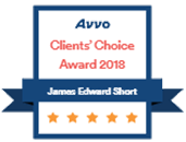Logo Recognizing James E. Short, Plc's affiliation with AVVO Clients Choice 2018